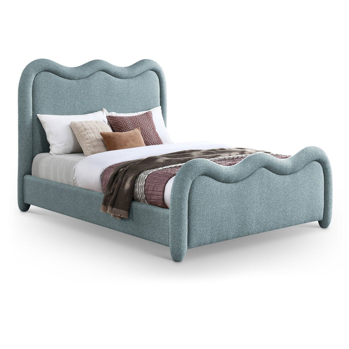 Gavin Blue Chenille Fabric Upholstered Bed