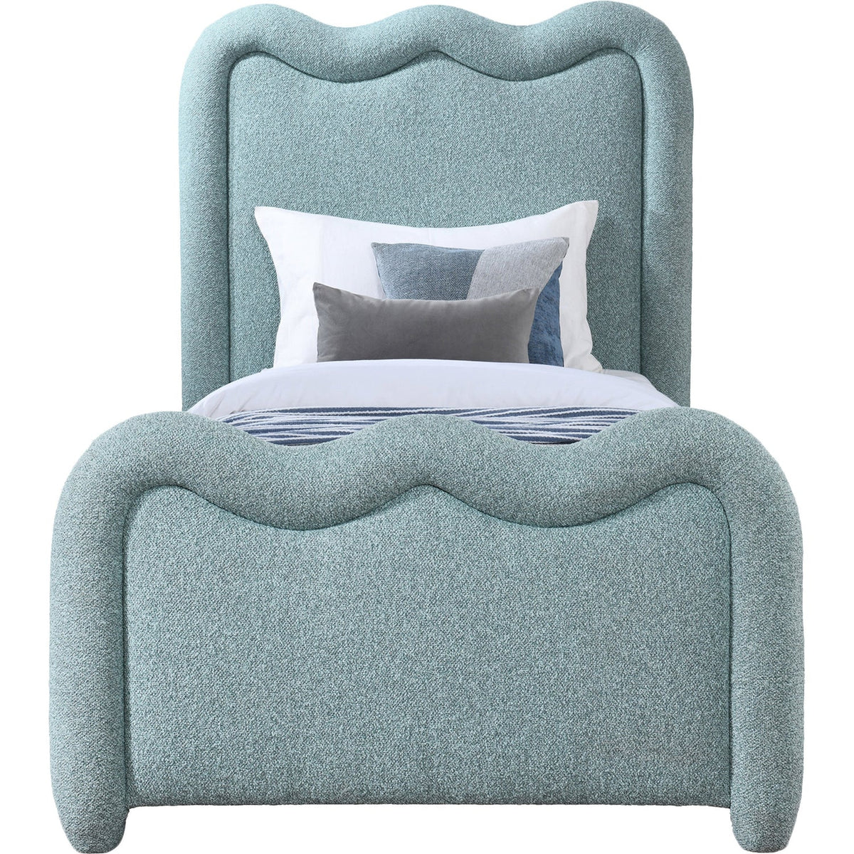 Gavin Blue Chenille Fabric Upholstered Bed