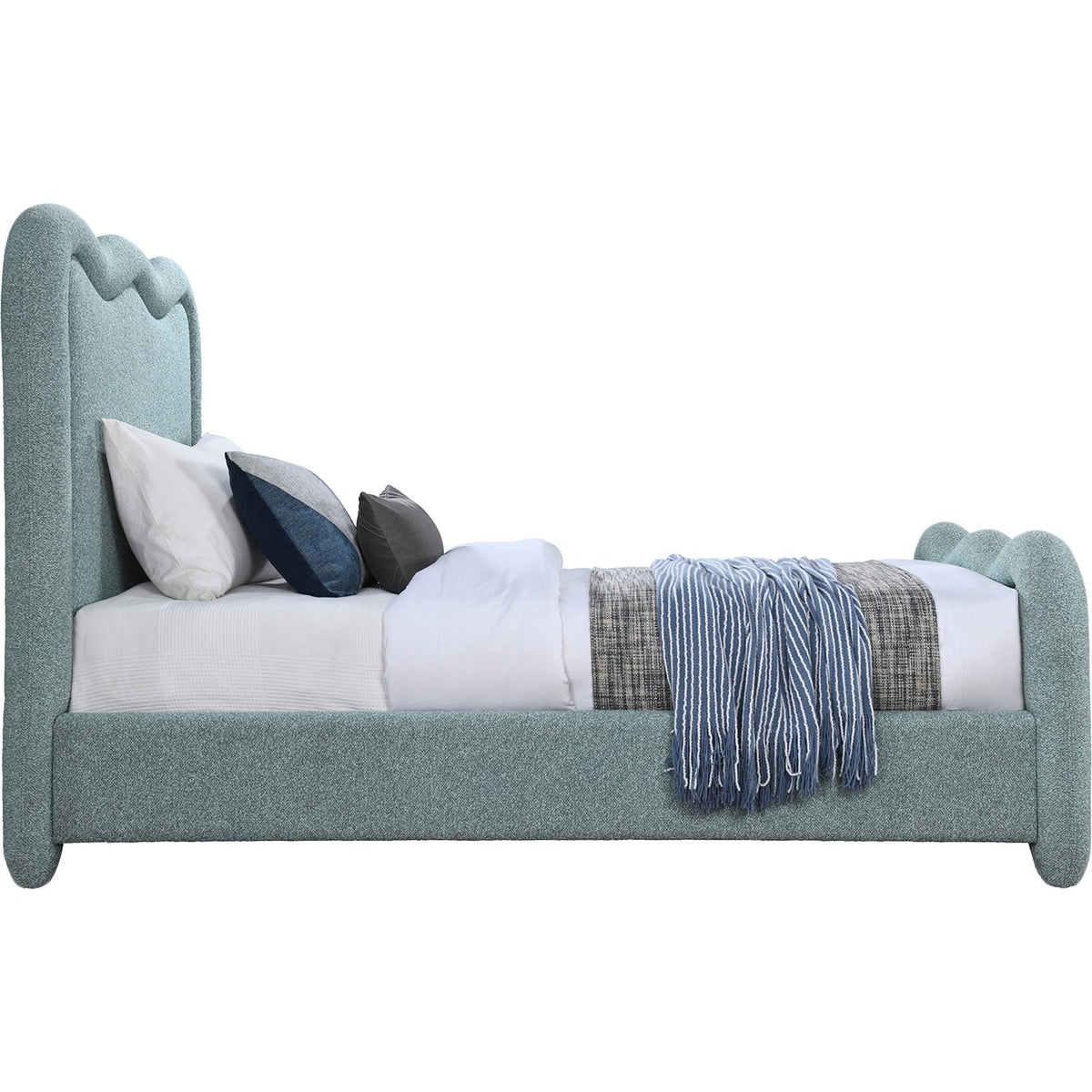Gavin Blue Chenille Fabric Upholstered Bed