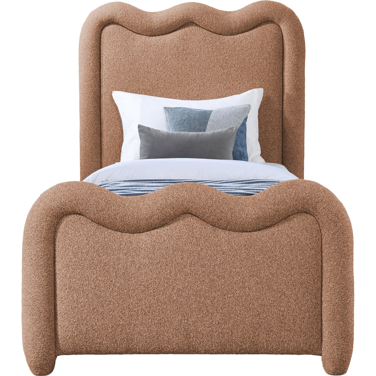 Gavin Cognac Chenille Fabric Upholstered Bed