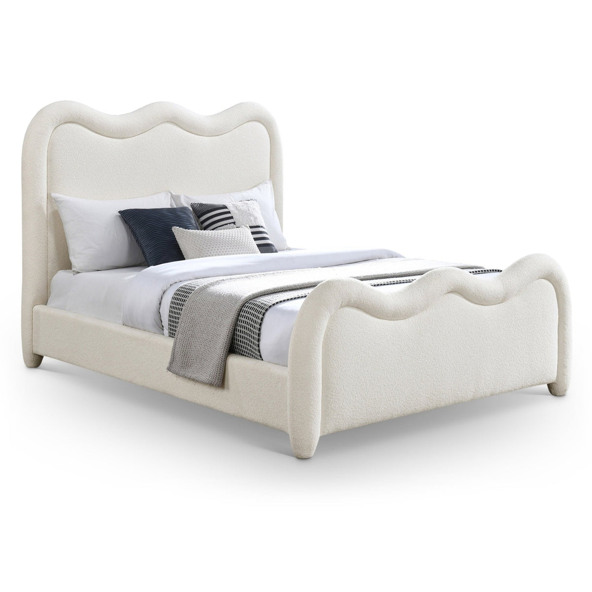 Gavin Cream Chenille Fabric Upholstered Bed