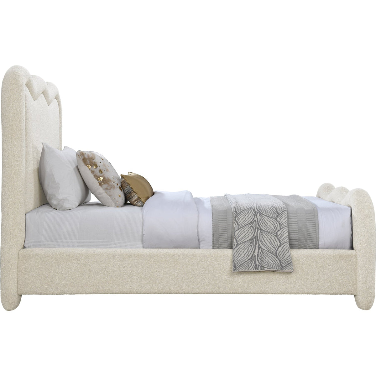 Gavin Cream Chenille Fabric Upholstered Bed
