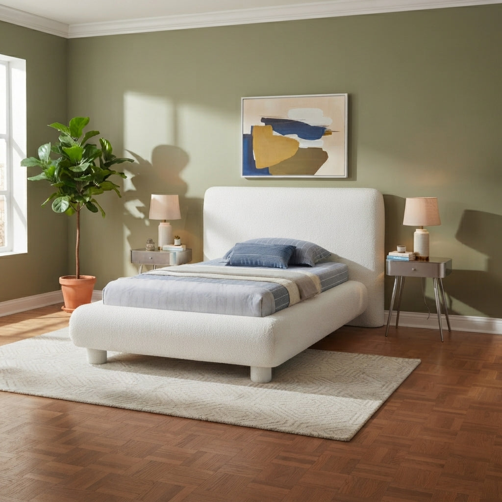 Blair Cream Fabric Upholstered Bed