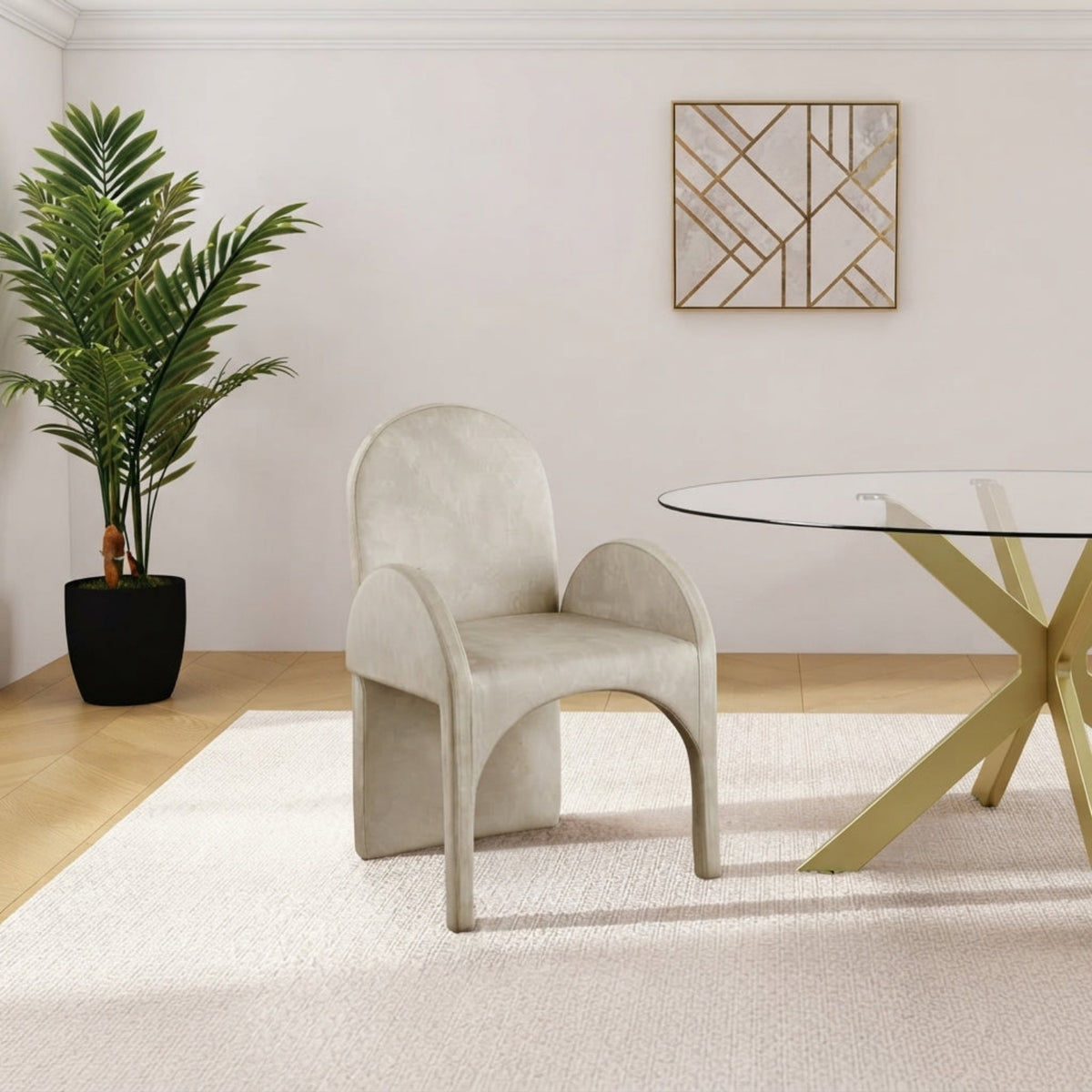 Summer Stone Velvet Upholstered Dining Arm Chair Set of 2