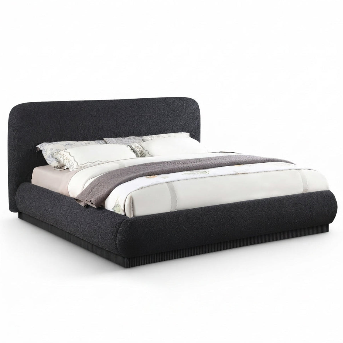 Rigby Black Boucle Fabric Upholstered Bed
