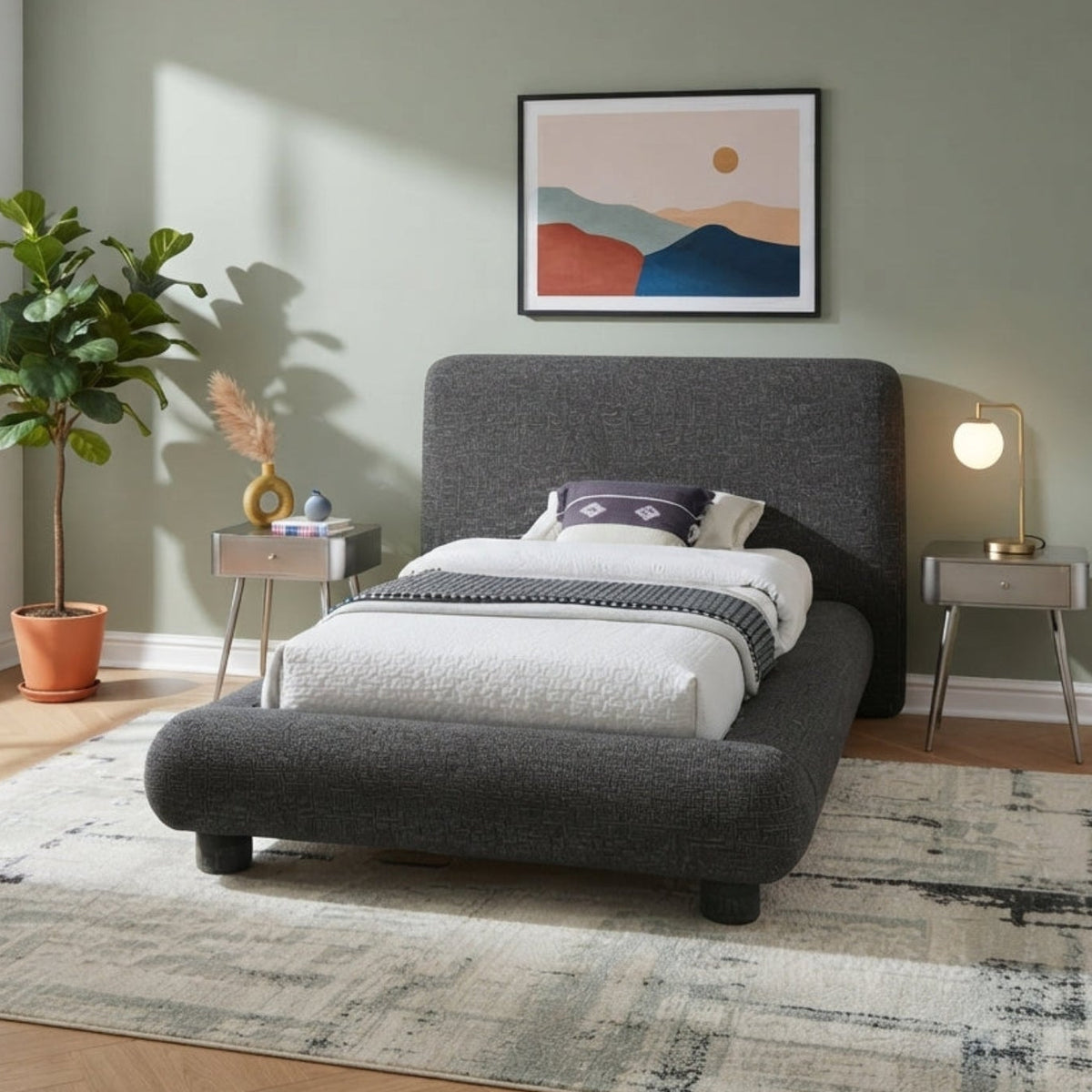 Blair Black Fabric Upholstered Bed