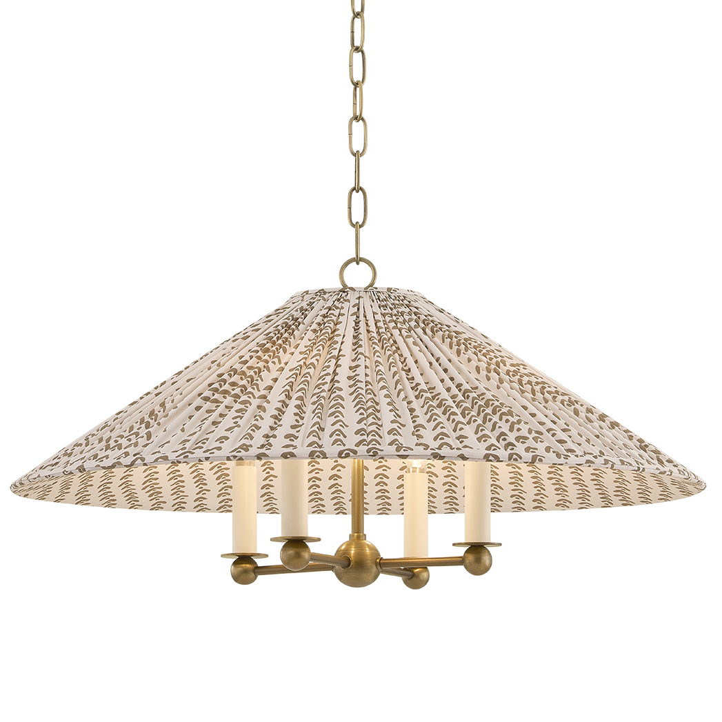 Kate Marker x Mitzi Isla Chandelier in Patina Brass with Leo print shade, primary product view