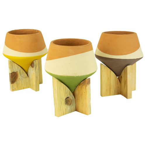 Double Dipped Clay Vase Set of 3