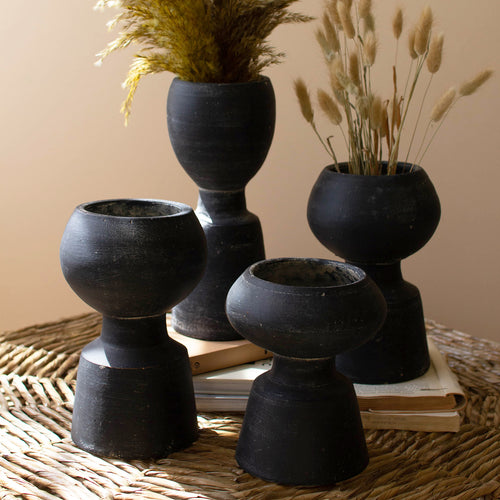 Black Clay Vase Set of 4
