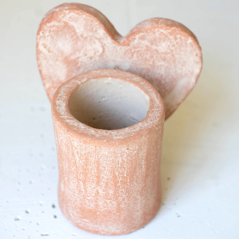 White-Wash Heart Vase Set of 2