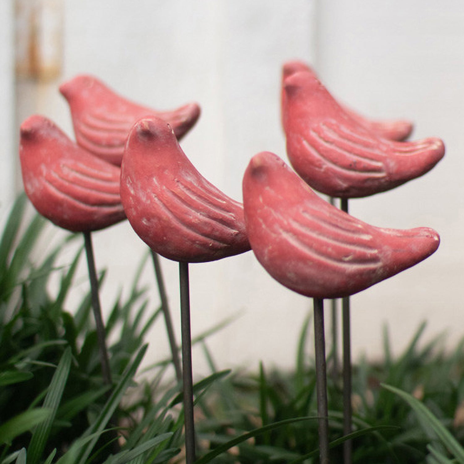 Bird Clay Plant Stake Set of 12