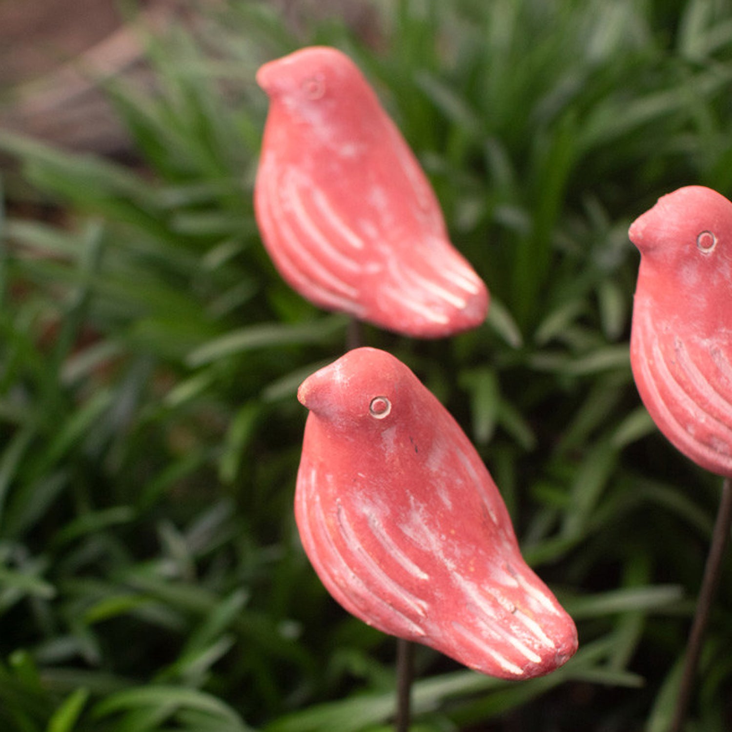 Bird Clay Plant Stake Set of 12