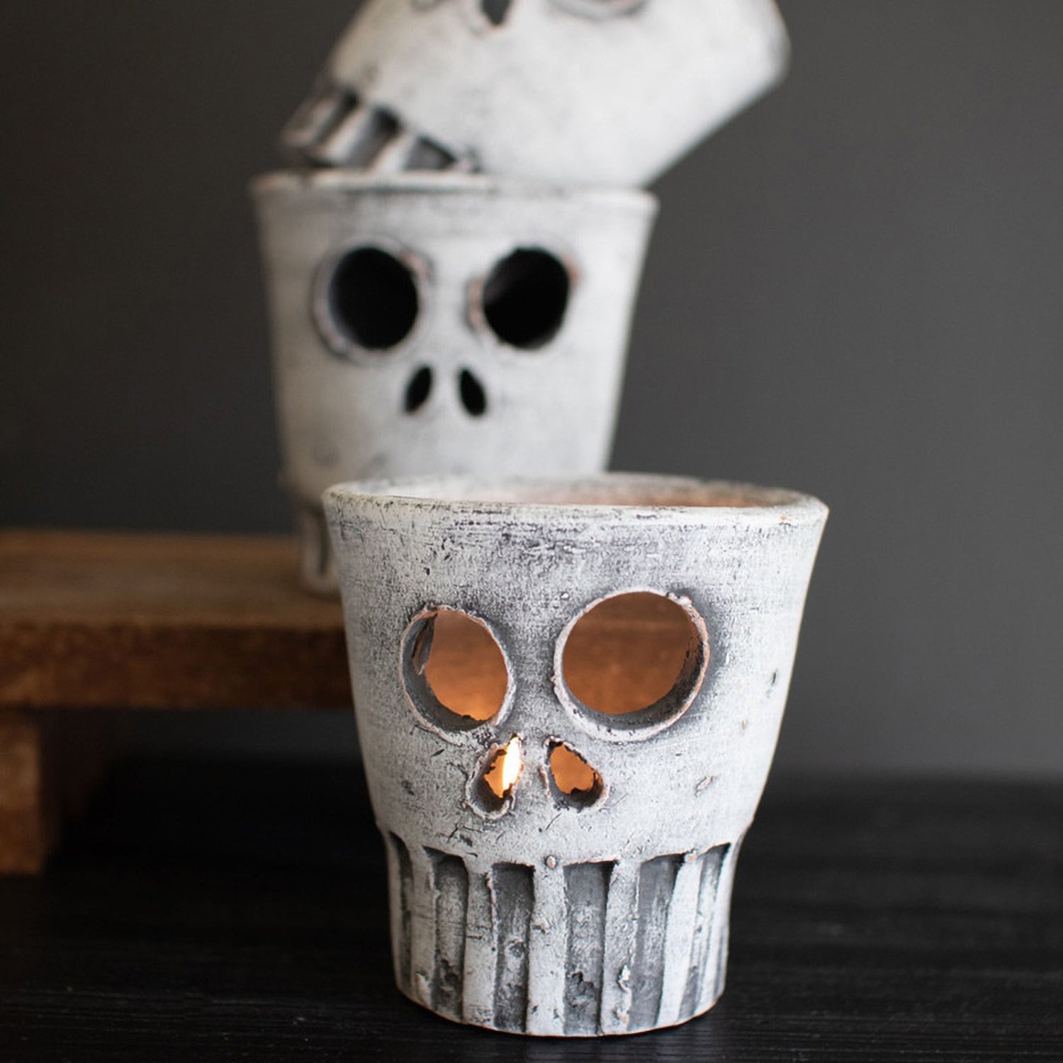 Halloween Skull Votive Holder Set of 3