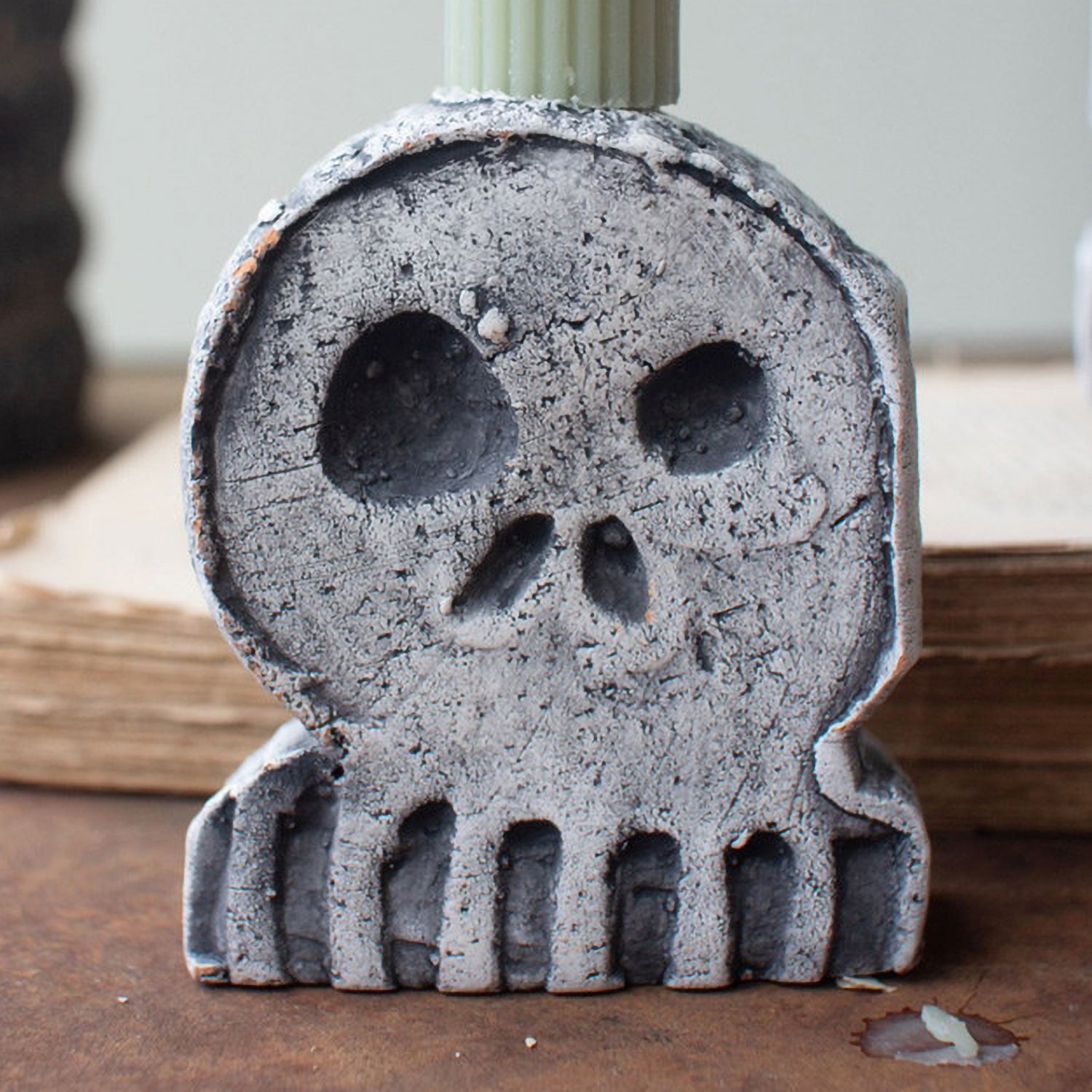 Halloween Skull Taper Candle Holder Set of 3