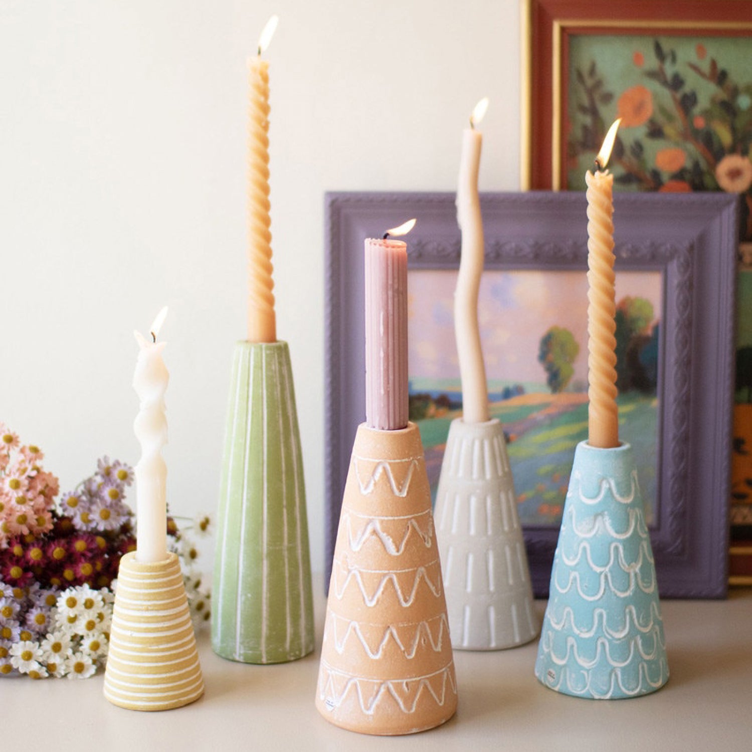 Party Hat Candle Taper Holder Set of 5