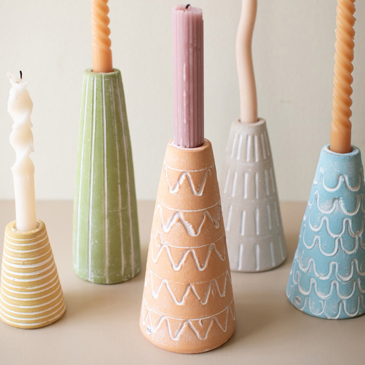 Party Hat Candle Taper Holder Set of 5