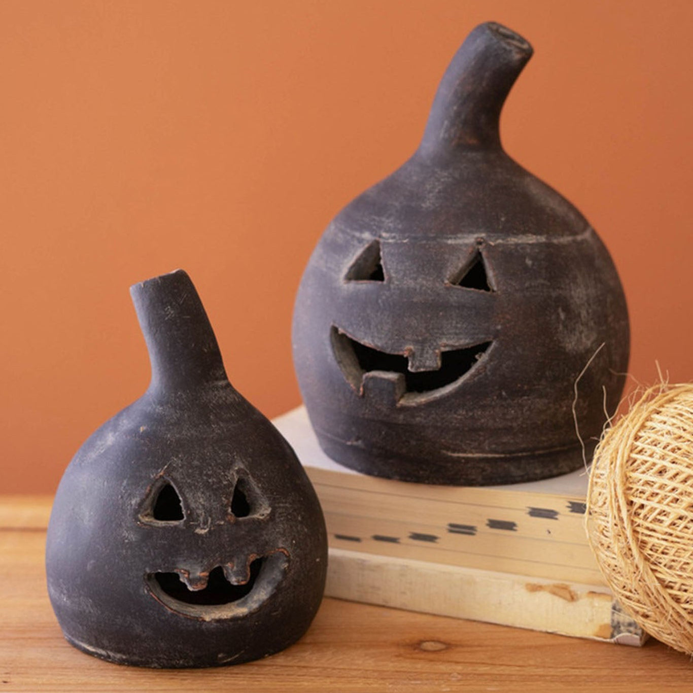 Clay Jack-O-Lantern Set of 2