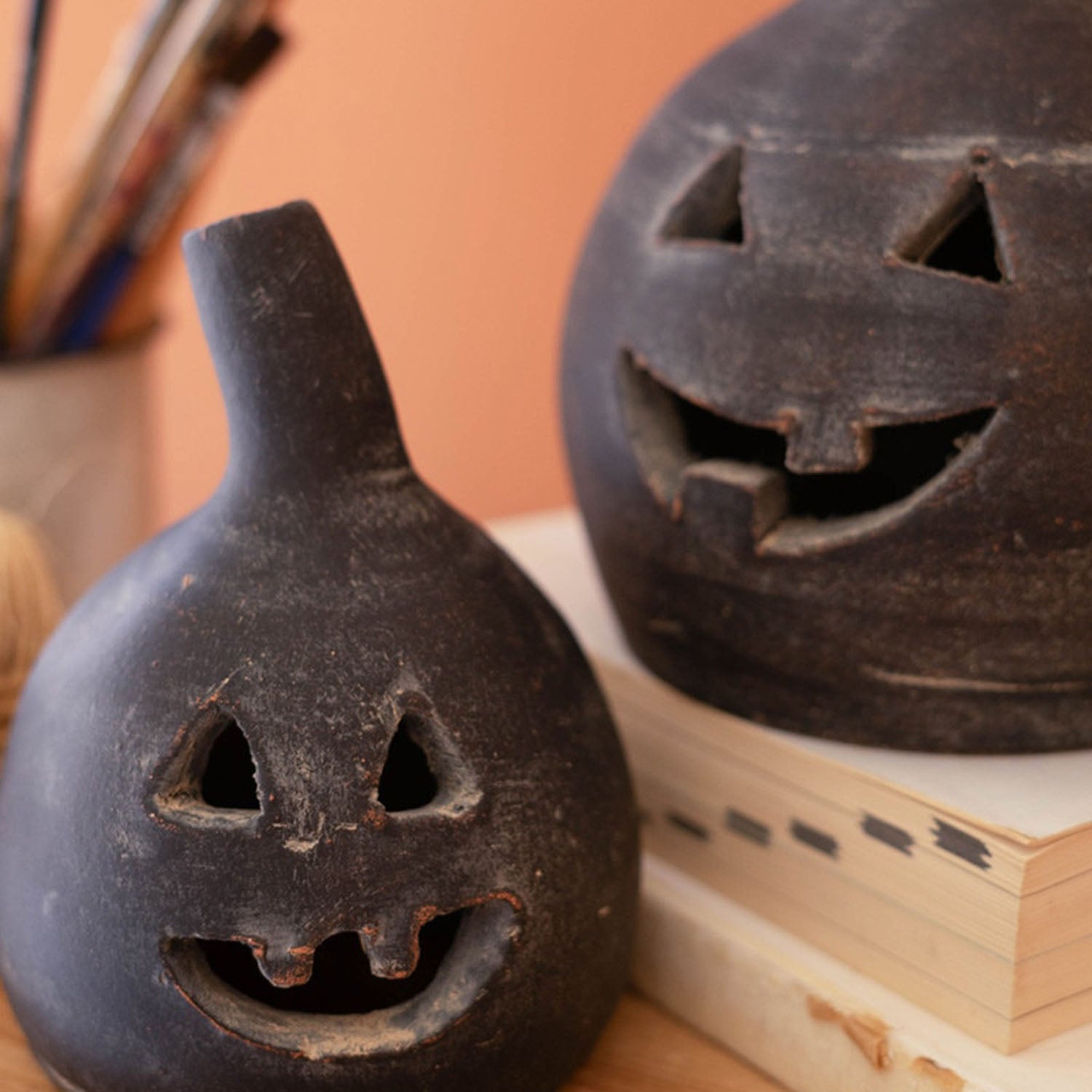 Clay Jack-O-Lantern Set of 2