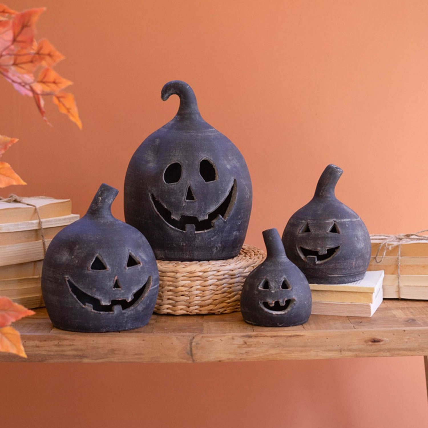 Clay Jack-O-Lantern Set of 2