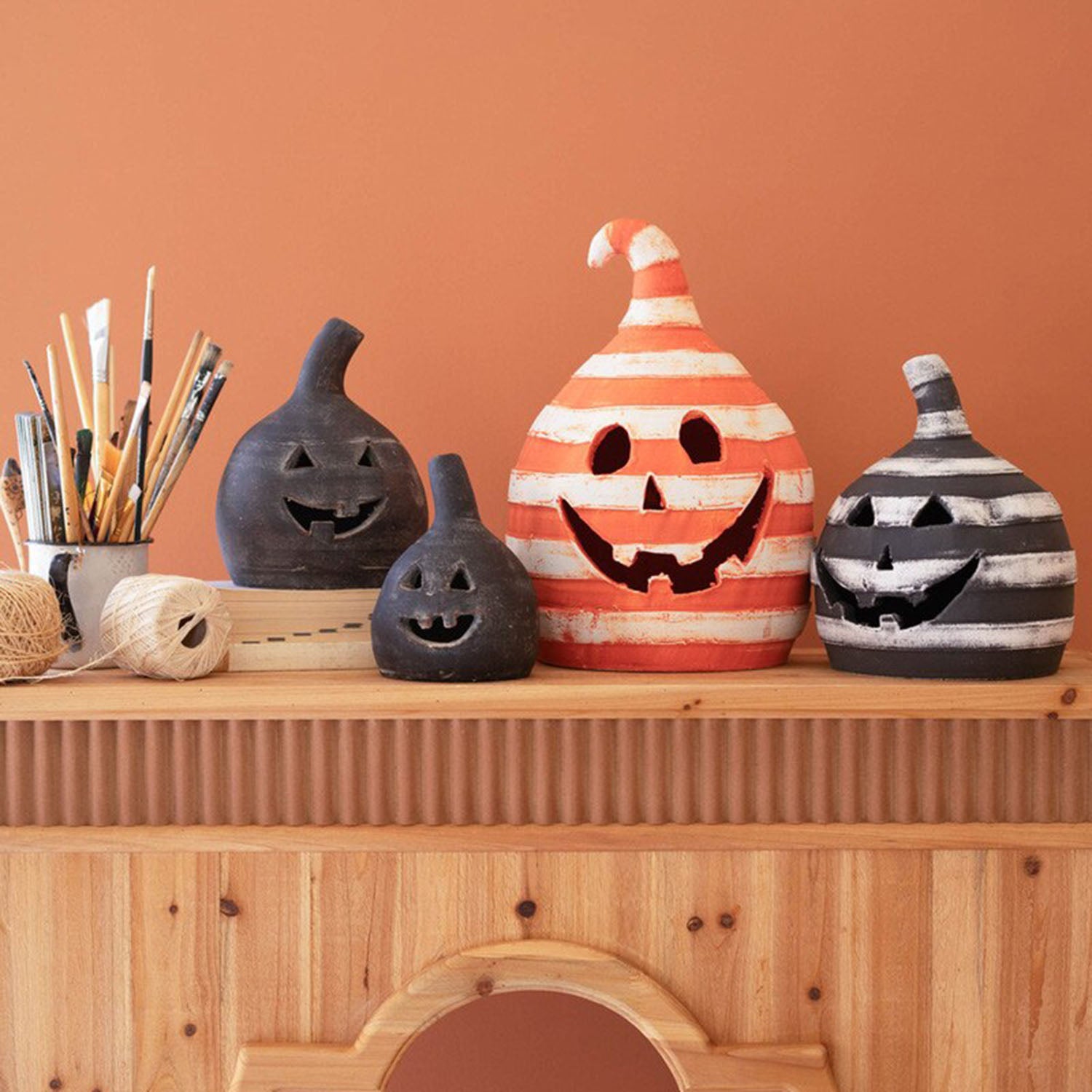 Clay Jack-O-Lantern Set of 2