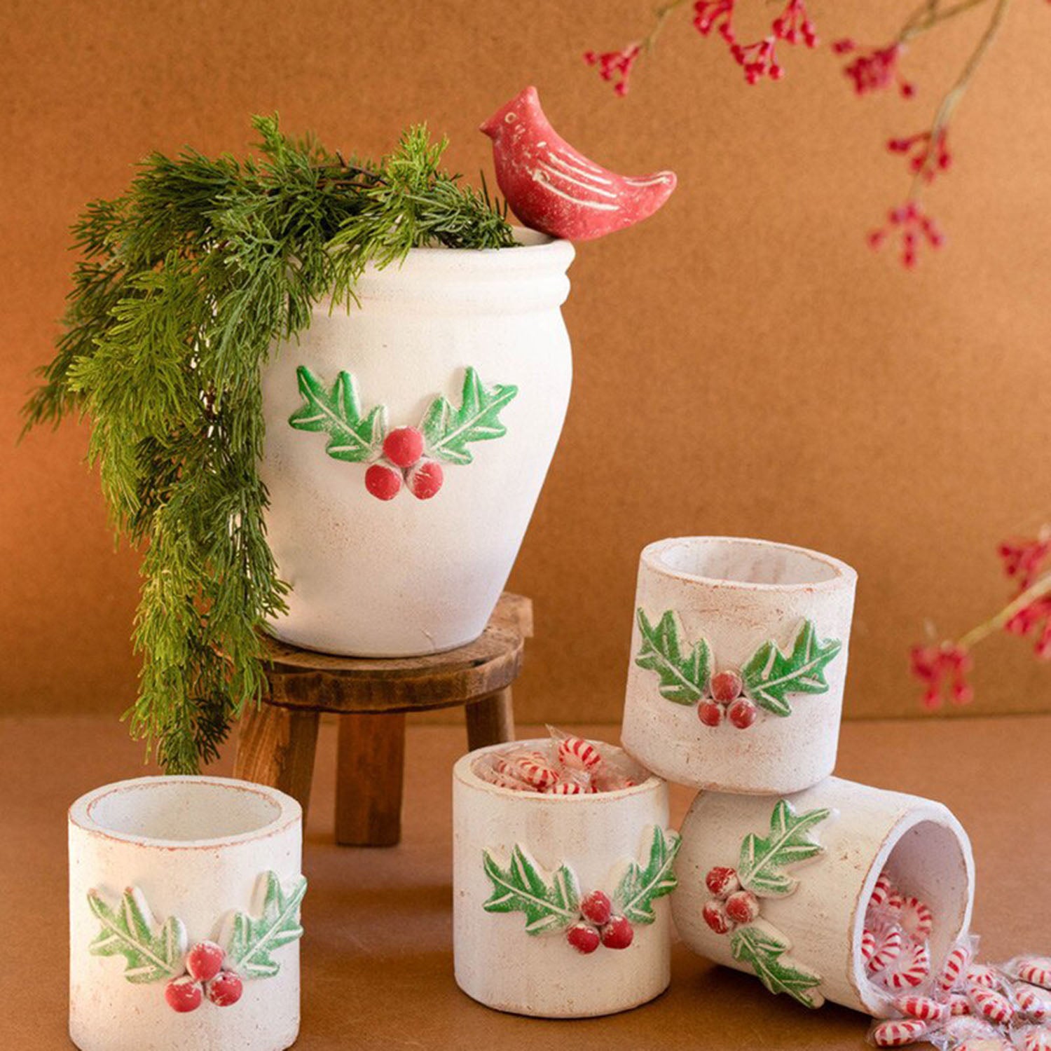 Christmas Holly Container Set of 4