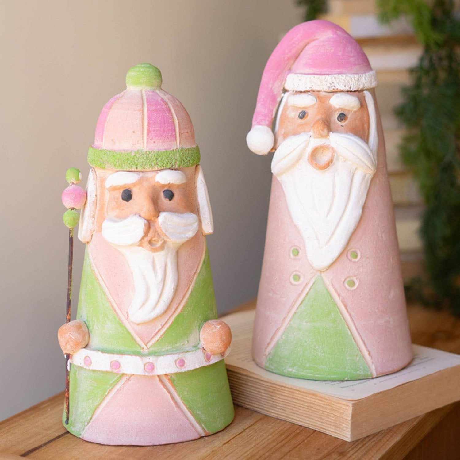 Colorful Santa and Nutcracker Set of 2