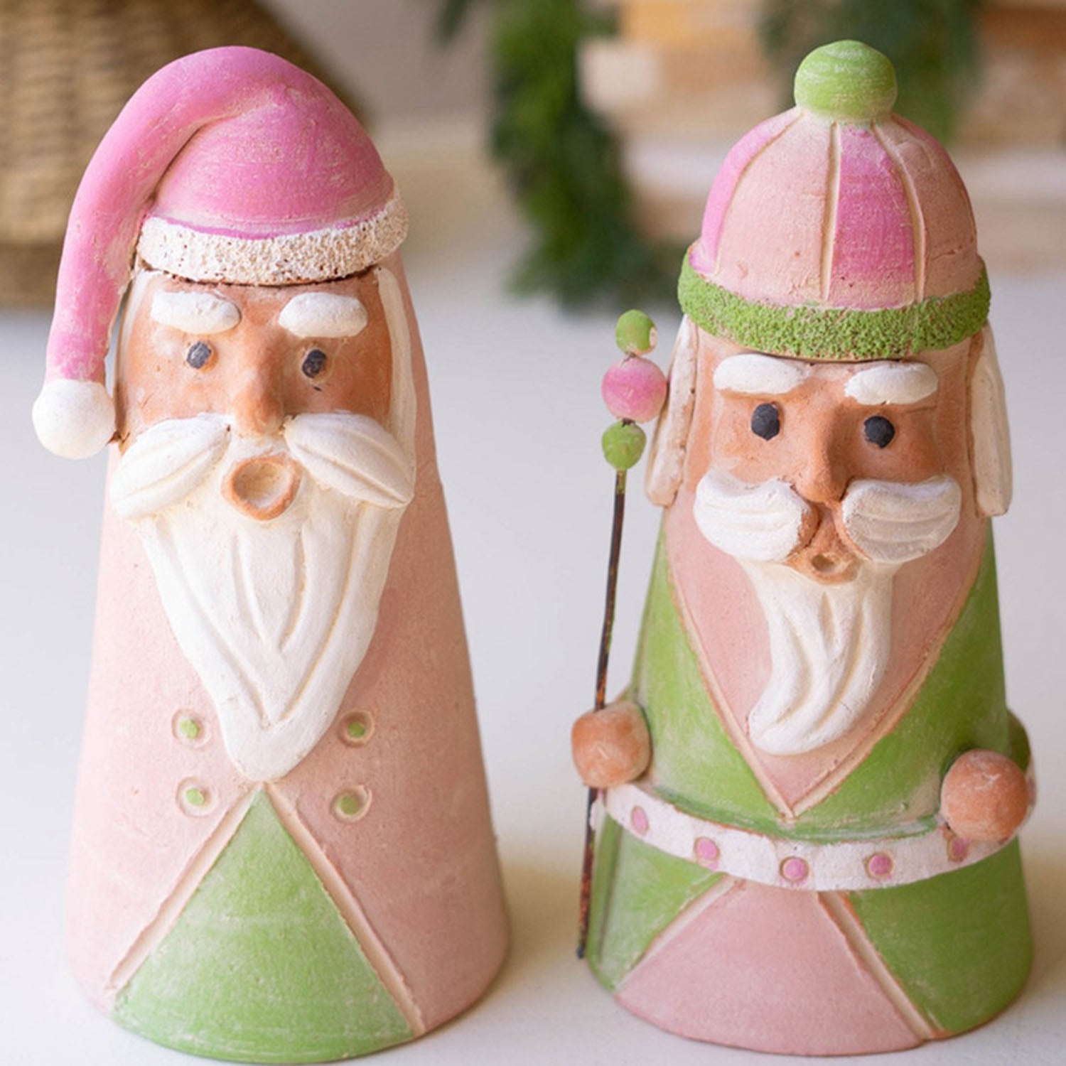Colorful Santa and Nutcracker Set of 2