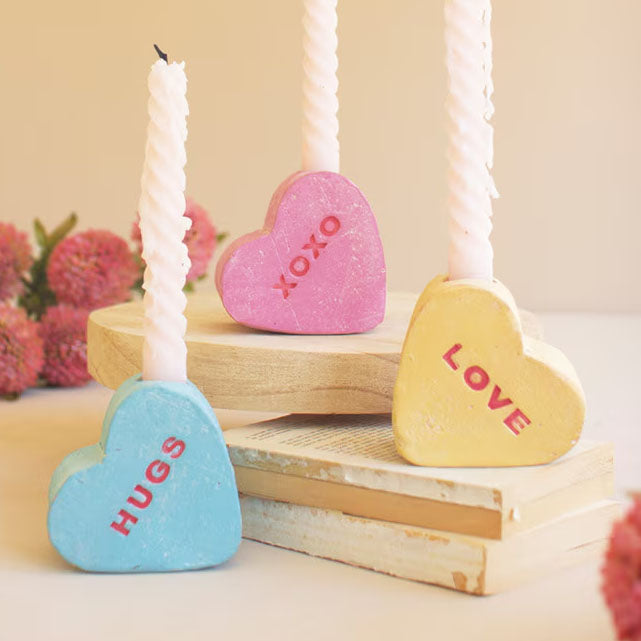 Clay Conversation Heart Candle Holder Set of 3