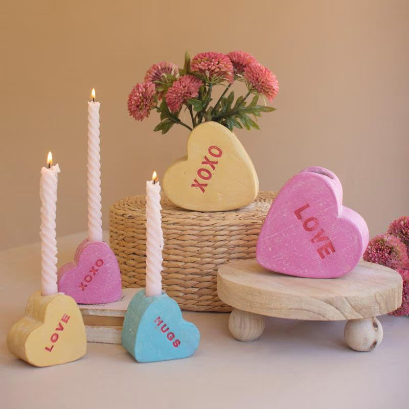 Clay Conversation Heart Vase Set of 2