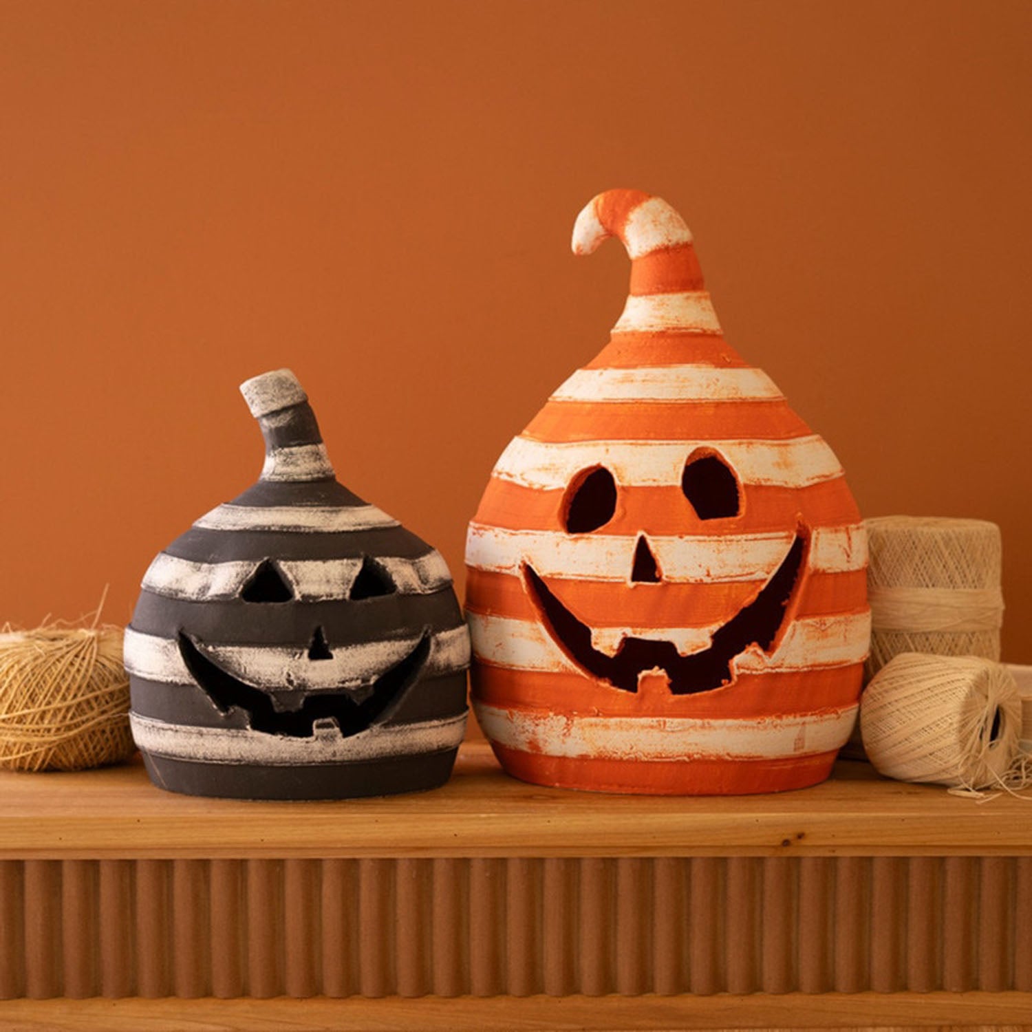 Striped Jack-O-Lantern Set of 2
