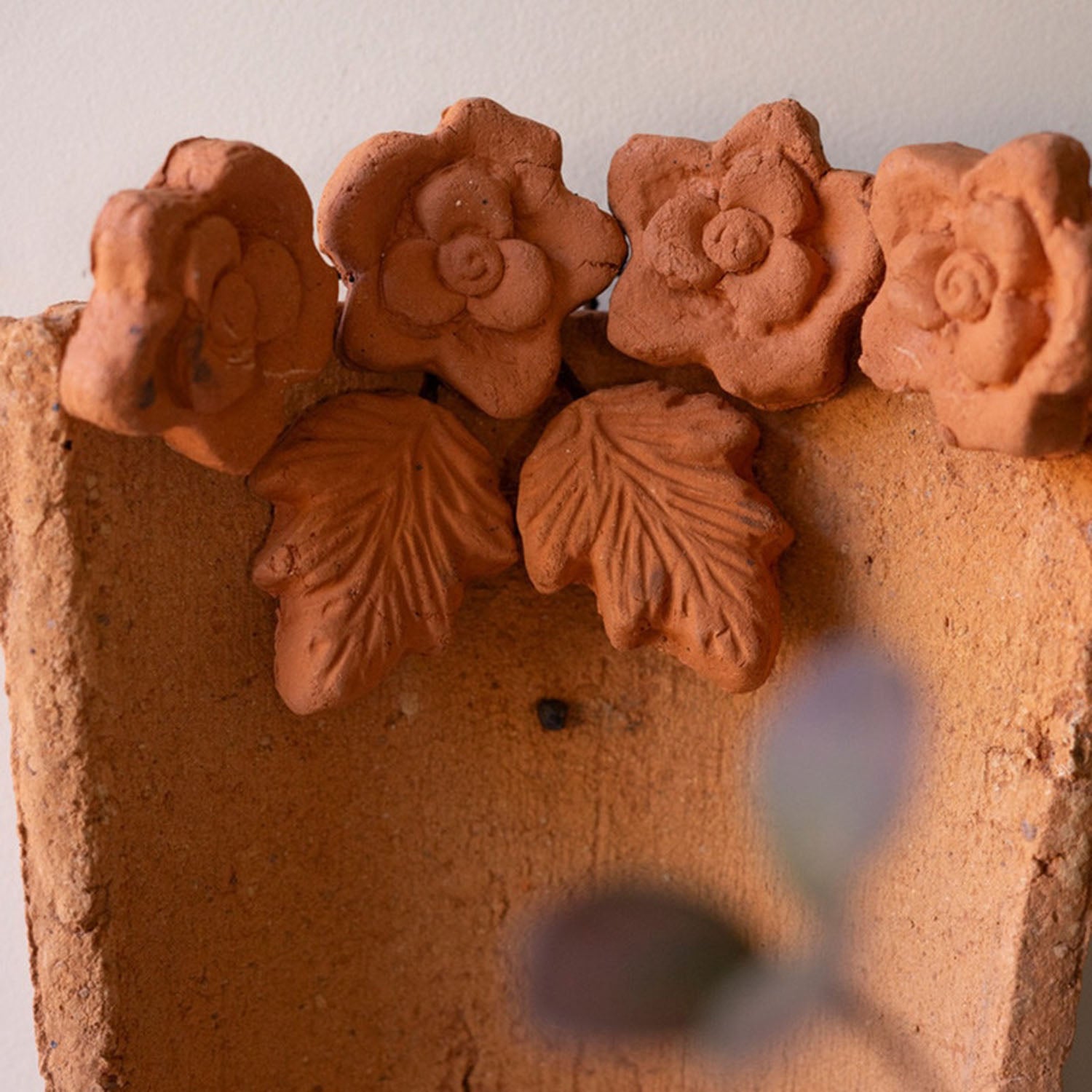 Roof Tile with Flowers Candle Holder