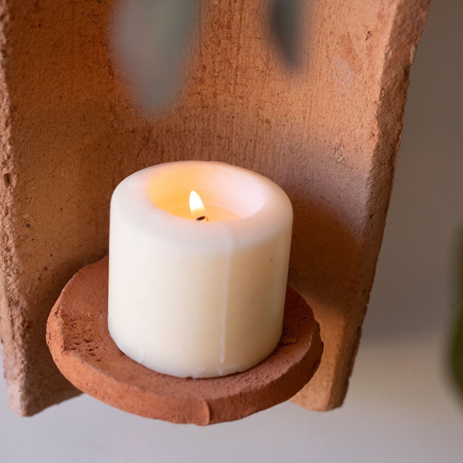 Roof Tile with Flowers Candle Holder