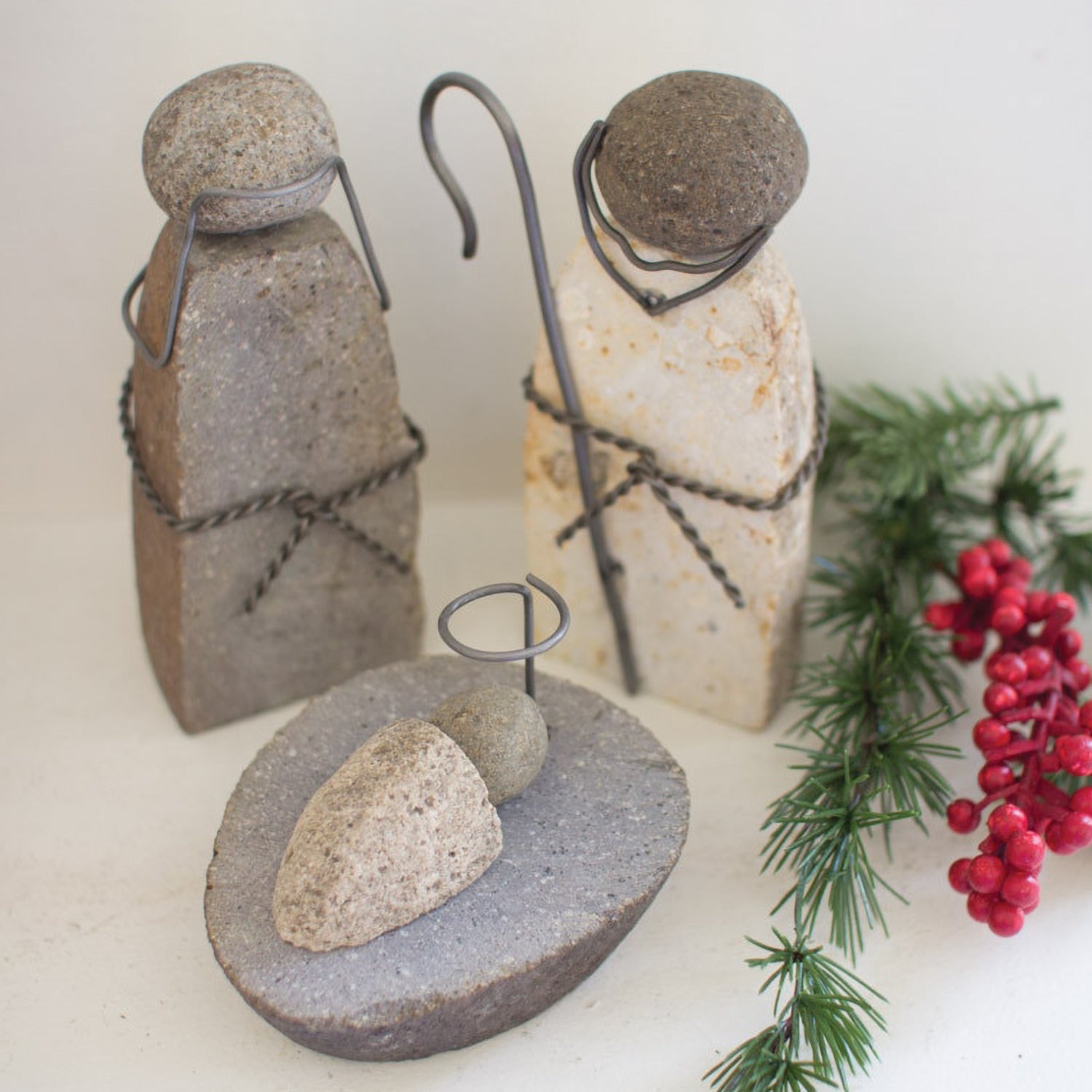 River Rock Mary, Joseph and Jesus Set of 3