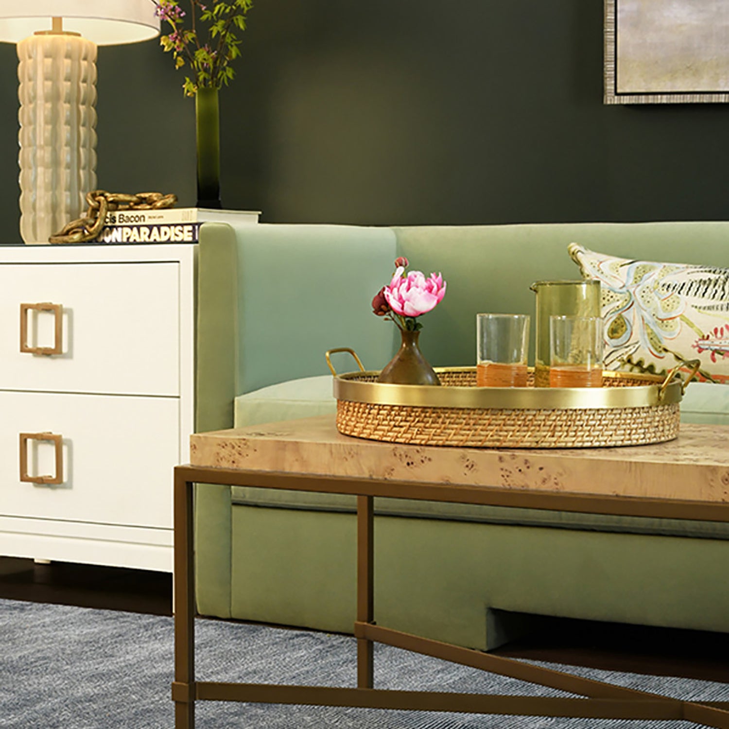 Worlds Away Cole 2 Drawer Side Table