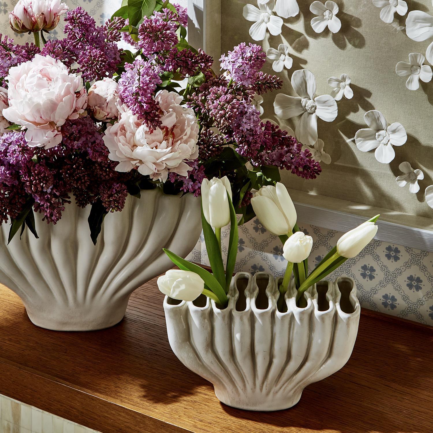 White Ceramic Vase Set of 2