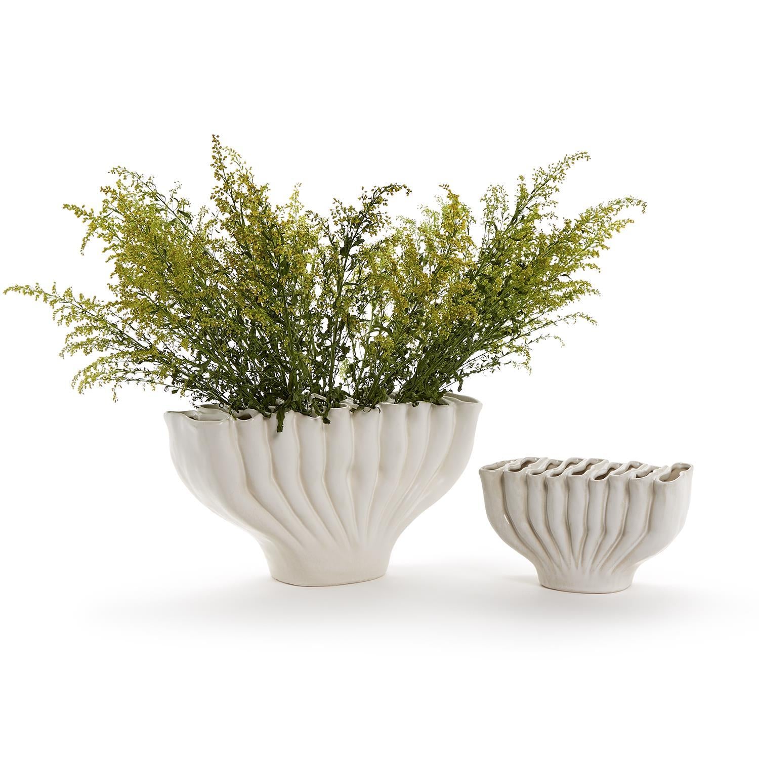 White Ceramic Vase Set of 2