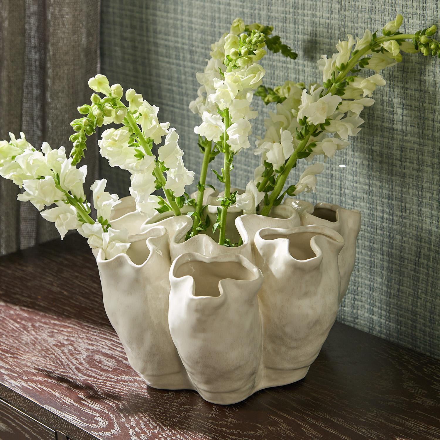 Banyan White Ceramic Vase Set of 2