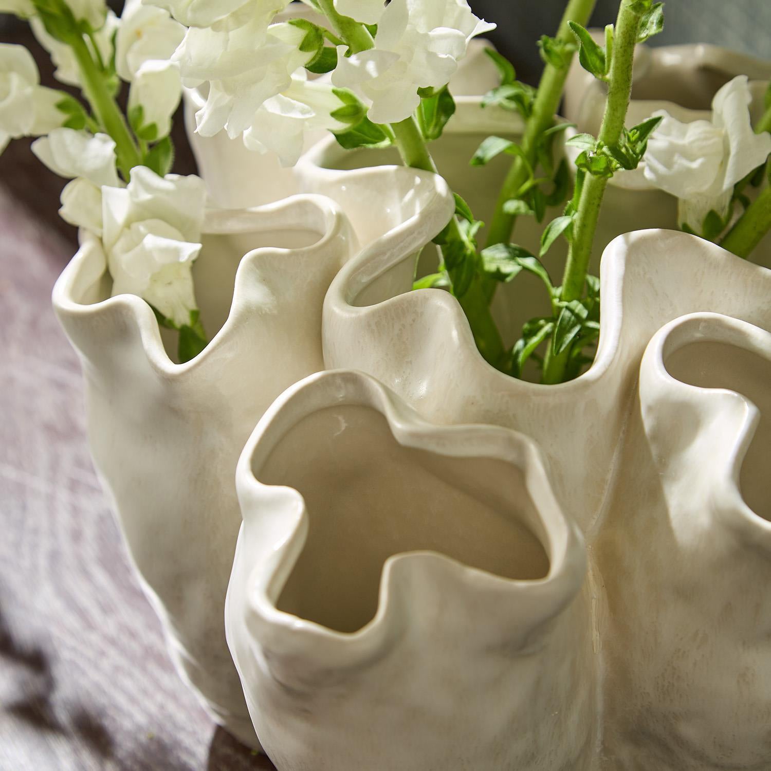 Banyan White Ceramic Vase Set of 2