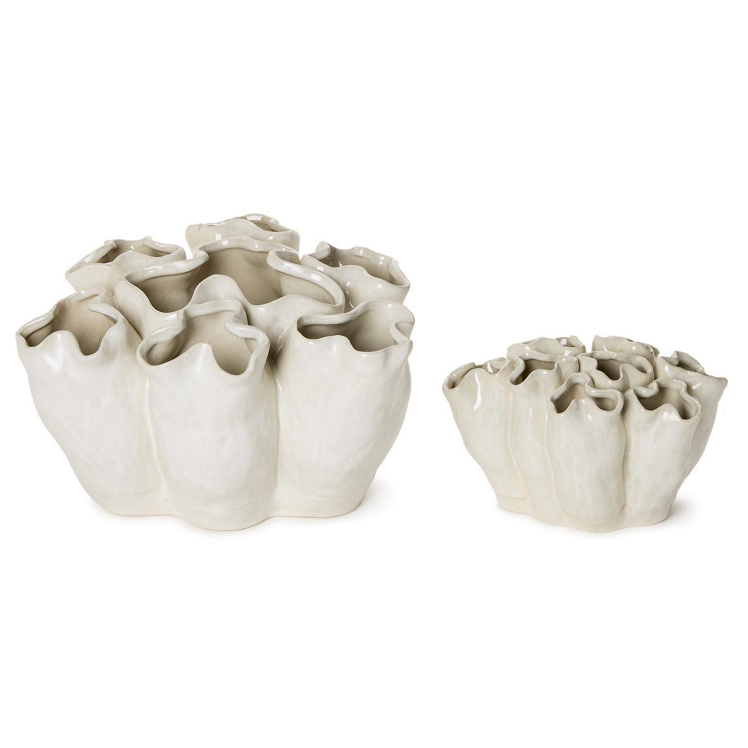Banyan White Ceramic Vase Set of 2