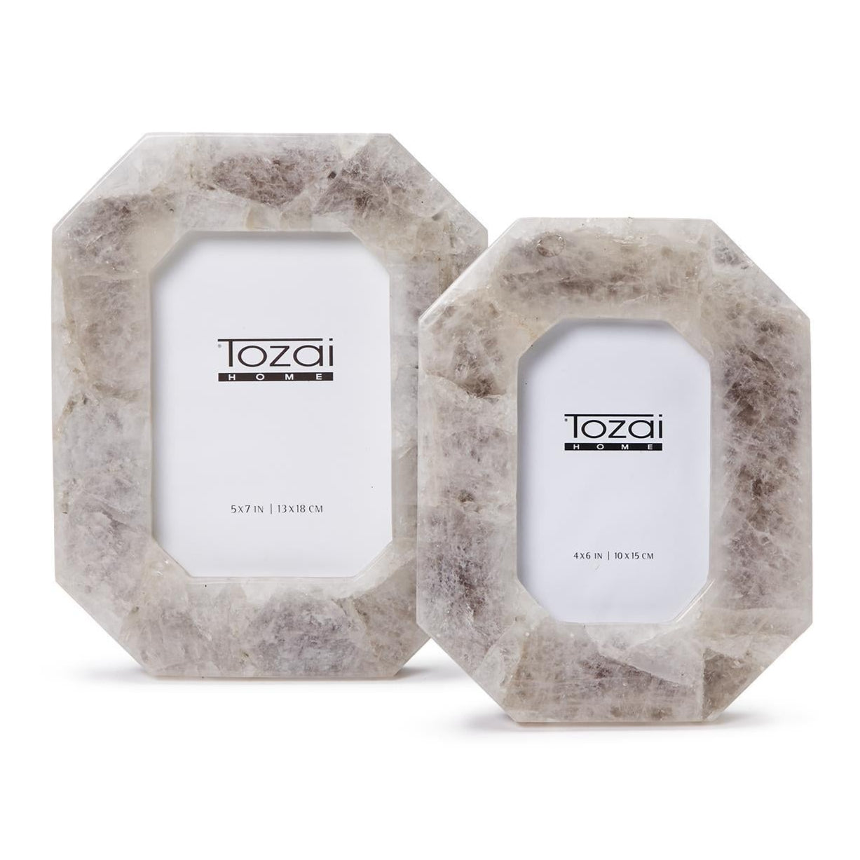 White Quartz Notched Photo Frame Set of 2