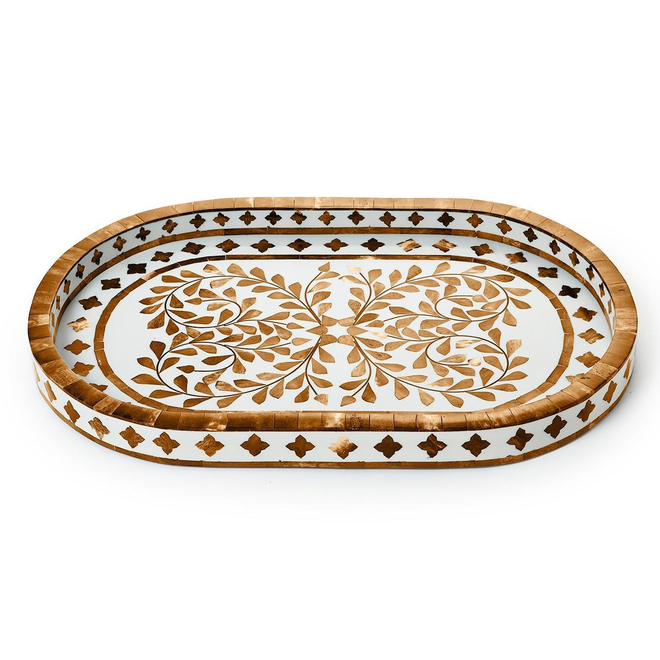 Natural Inlaid Decorative Oval Serving Tray