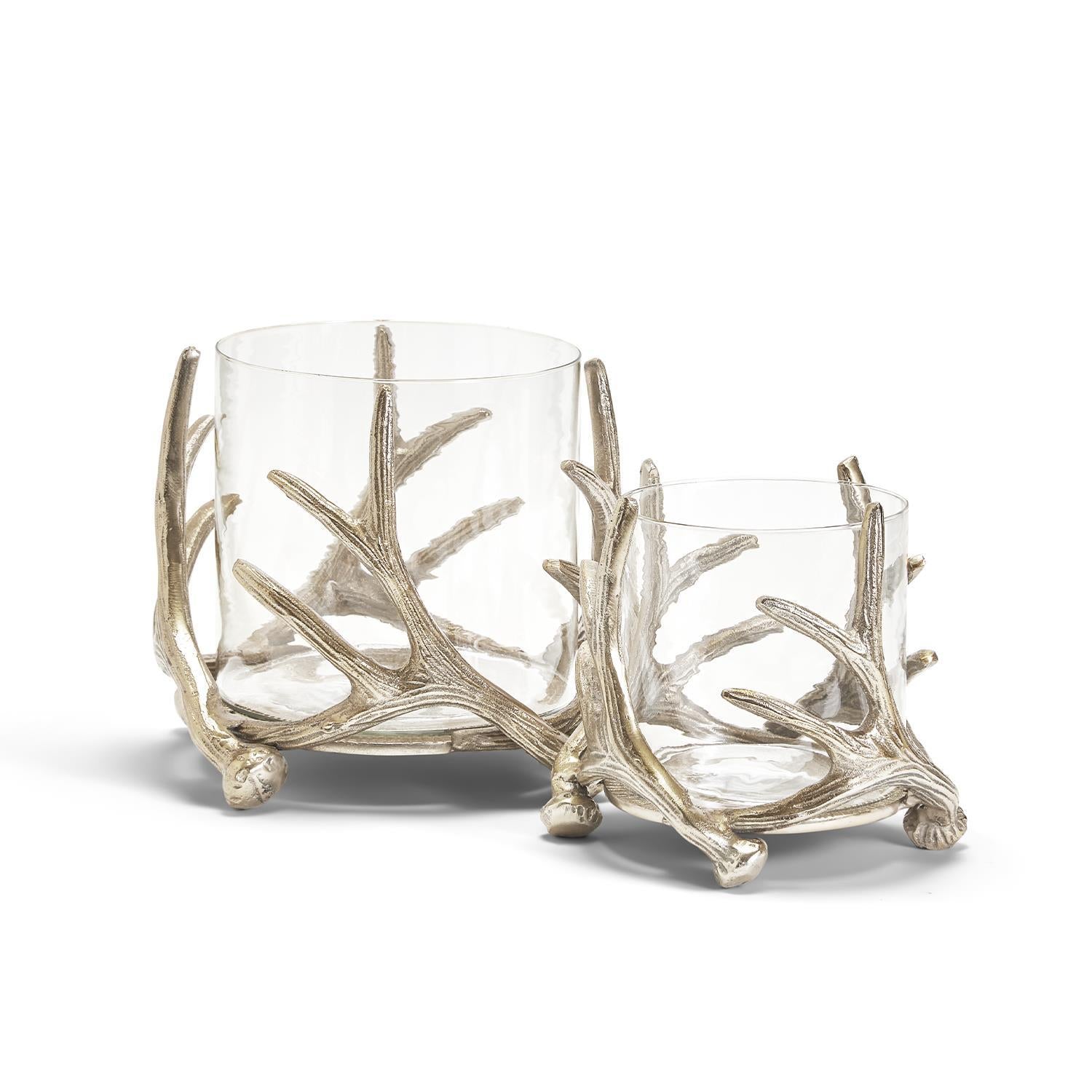 Silver Antler Candleholder Set of 2