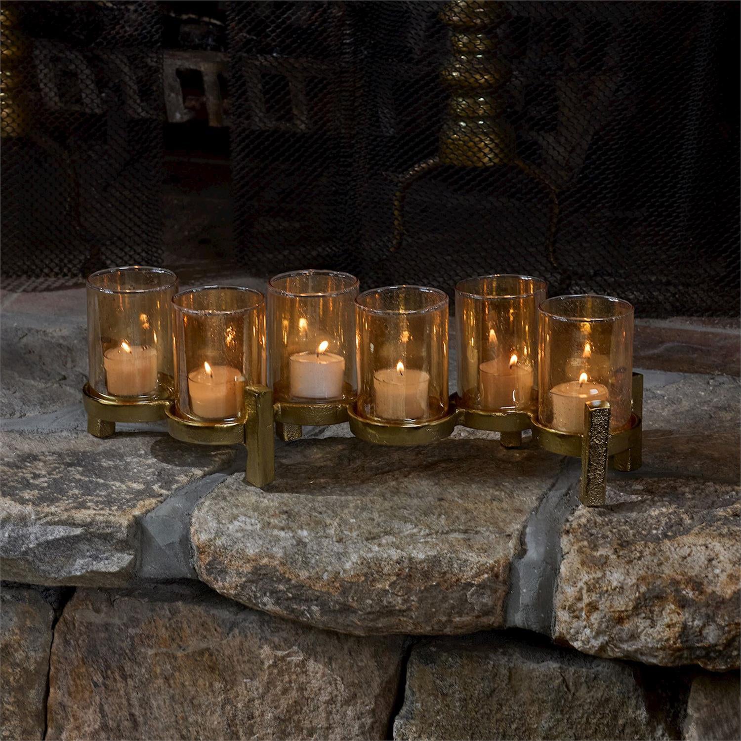 Luster Amber Candle Decorative Centerpiece for Flowers/Candles Set of 4