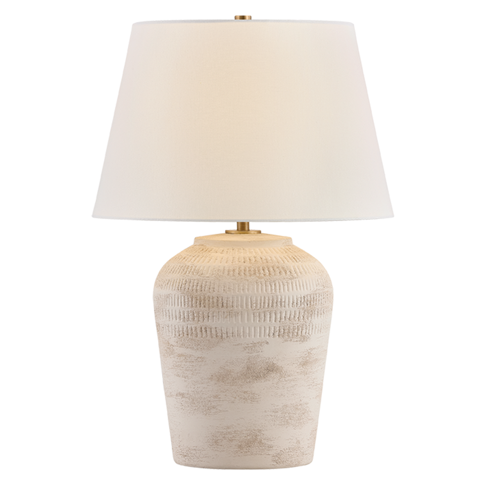 Kate Marker x Mitzi Maddox Table Lamp in white terracotta and Patina Brass, primary product view