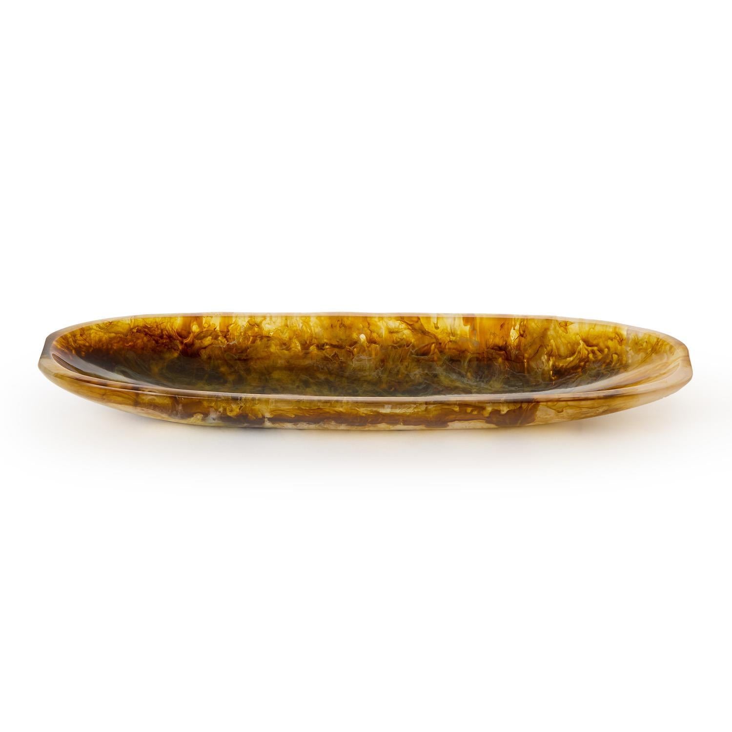 Archipelago Earth Tones Marbleized Oval Tray/Bowl