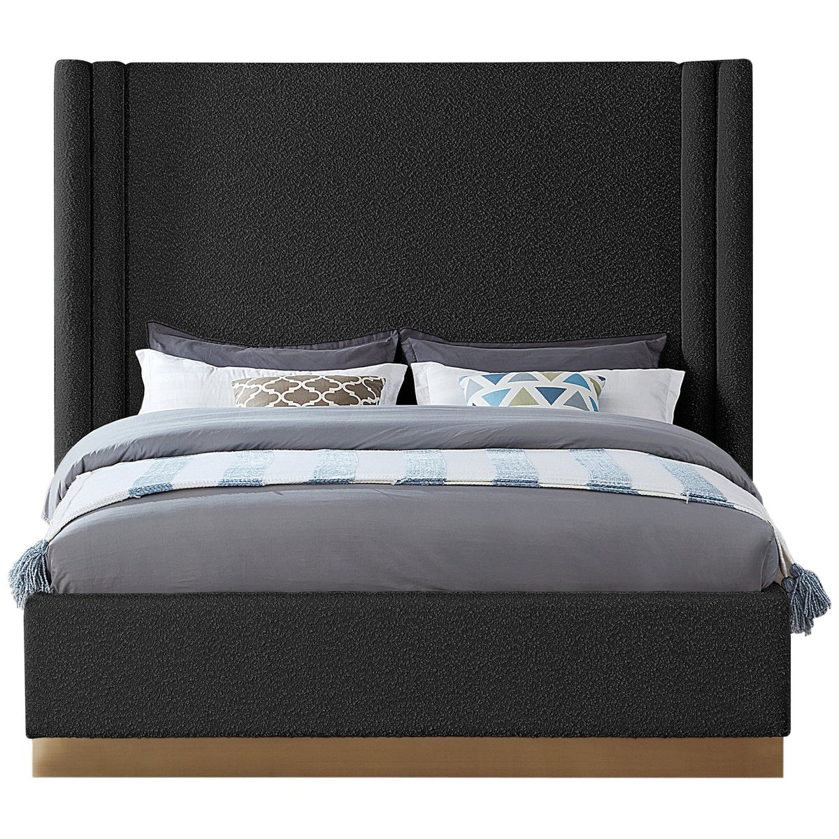 Halton Black Boucle Fabric Upholstered Bed