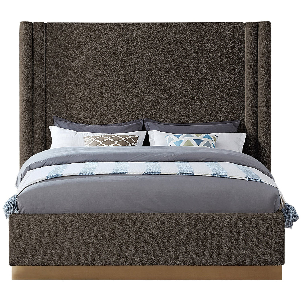Halton Brown Boucle Fabric Upholstered Bed