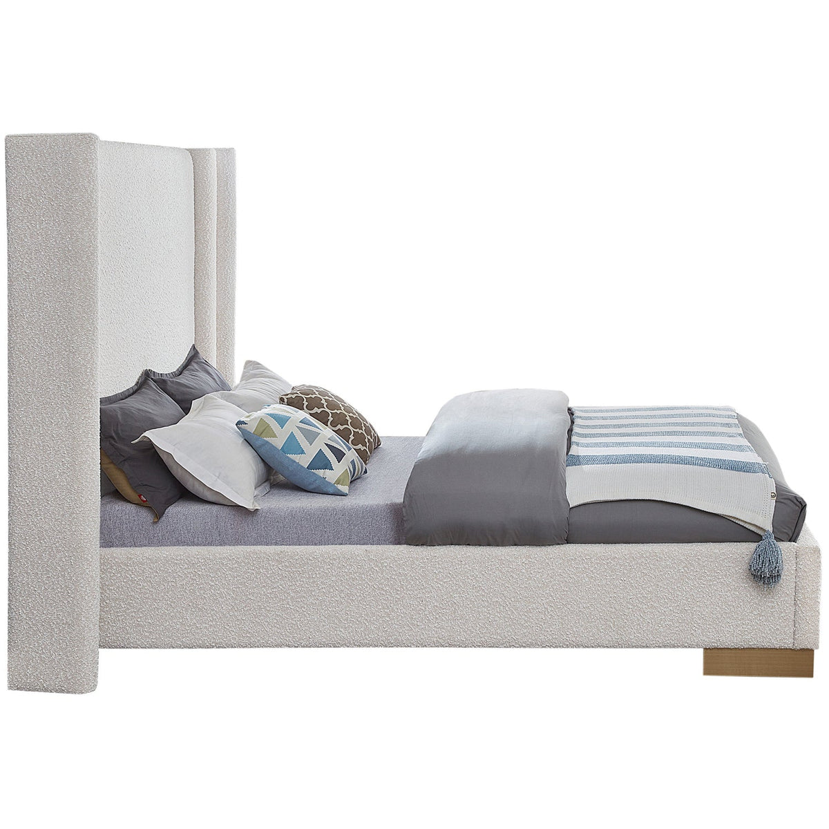 Halton Cream Boucle Fabric Upholstered Bed