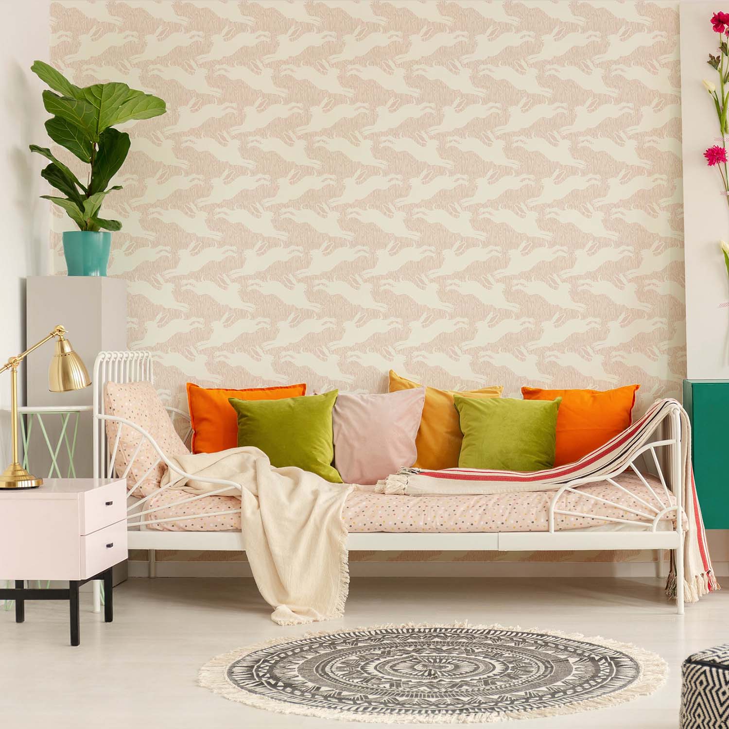 Mitchell Black Hopping Hares Wallpaper