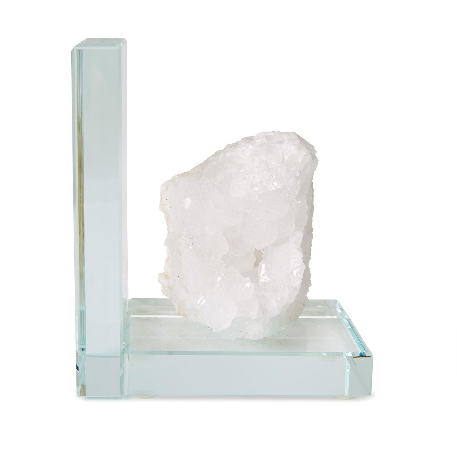 White Quartz Crystal Bookend Set of 2